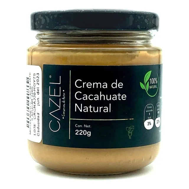 Crema De Cacahuate Oaxaqueño Sin Azúcar 100% Natural 220g