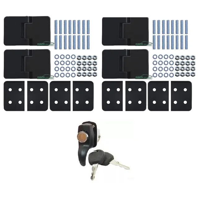 4 Dobradiça Grande Tampa Motor + Fechadura Puma Gurgel Bugg