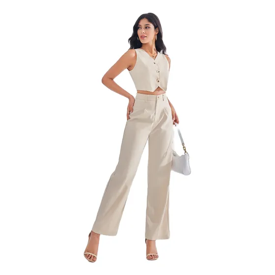 Conjunto  Elegante De Calça Com Botões Frontais (tam G)