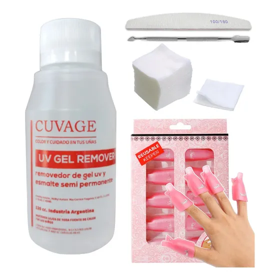 Kit Removedor Uv Esmalte Semipermanentes Broches Wipes Gel