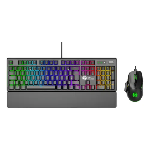 Kit Gamer Fire Phoenix BE-K1 Teclado Mecânico Rgb Switch Blue