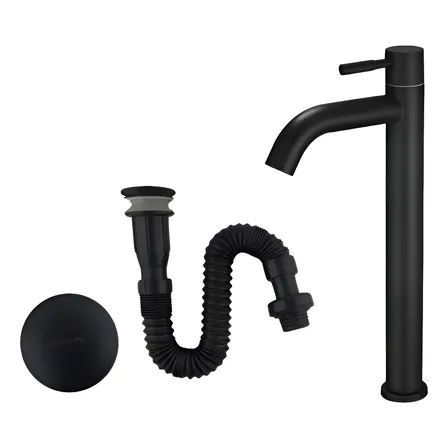 Grifería Baño Alta Negra Moderna Modermica Acero Inoxidable Mate Negro