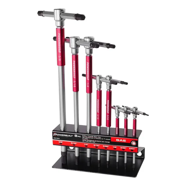 Powerbuilt Juego De 8 Llaves Hexagonales Allen Con Mango