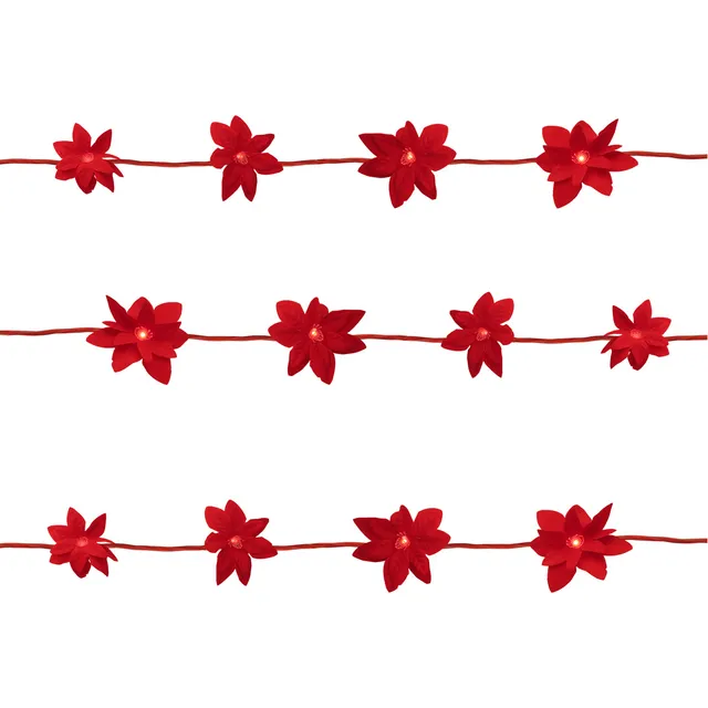 Luces Para Navidad Forma Flor De Nochebuena Color Roja 4mts Luces Luz Roja