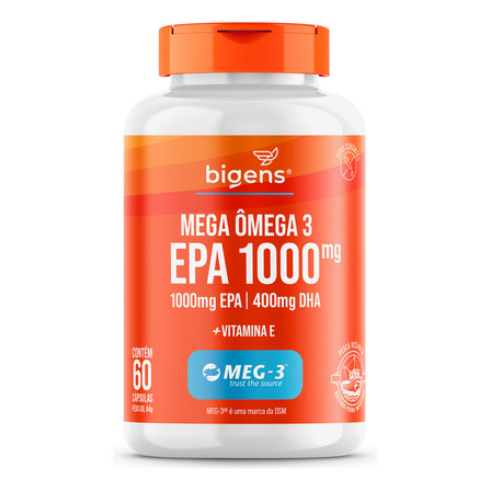 Mega Omega 3 Meg-3®, Epa 1000mg - Dha 400mg, 60 Cps, Bigens Sabor Neutro Mega Omega 3 Meg-3®, Epa 1000mg - Dha 400mg, 60 Cps, Bigens Sabor Neutro