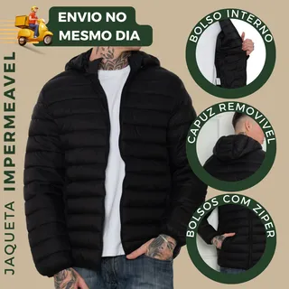 Jaqueta Masculina Bobojaco Puffer Corta Vento ImpermeĂĄvel Jaqueta Masculina Bobojaco Puffer Corta Vento ImpermeĂĄvel