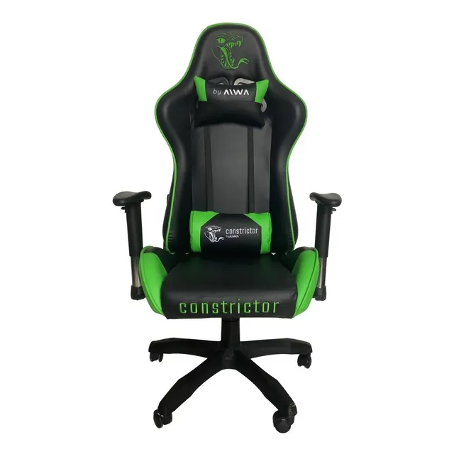 Silla de escritorio Constrictor Monensis SIC-2001 gamer ergonómica negra y verde con tapizado de cuero sintético