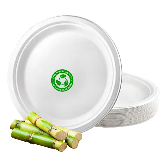 Plato Blanco Biodegradable Fiesta Desechable 18cm 50unidades