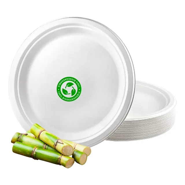 Plato Blanco Biodegradable Fiesta Desechable 18cm 50unidades