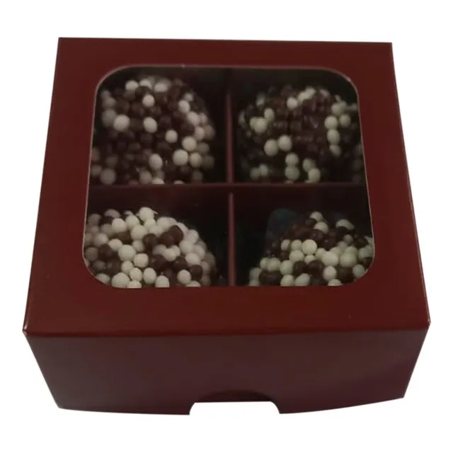 40 Caixas Visor Para 4 Doces Gourmet Com Divisórias - Cores