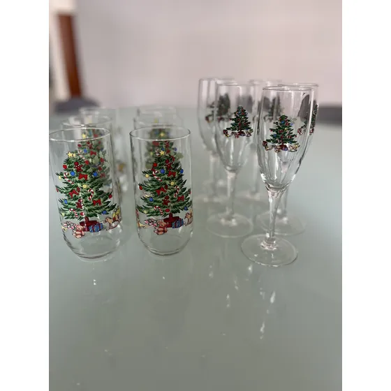 Juego De 6 Vasos Y 6 Copas Navideñas