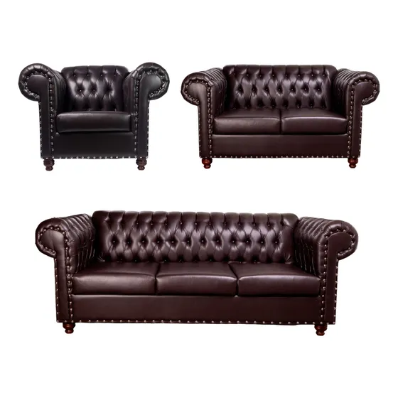 Sofa, Loveseat Y Sillón Sala Capitonada Vintage