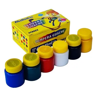 Tinta Guache 6 Cores Acrilex 15ml - Acrilex Tinta Guache 6 Cores Acrilex 15ml - Acrilex