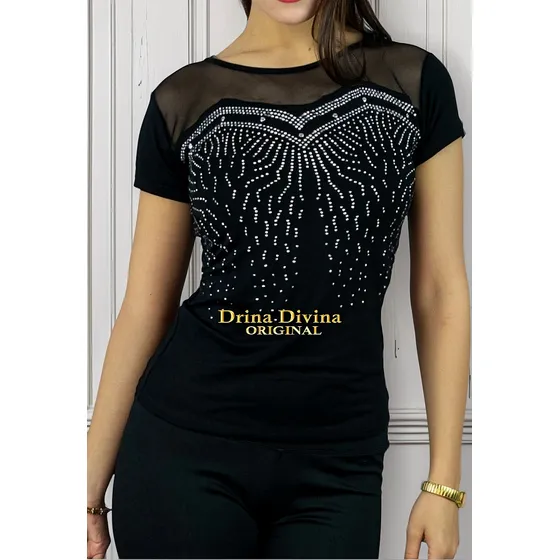 Blusa Remera Camiseta Básica - Stras Tul Blusa Brillo Tacha 