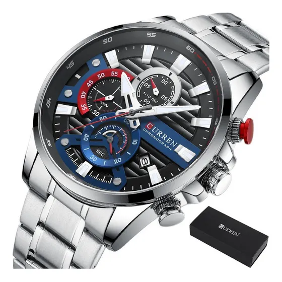 Relojes Curren De Lujo Con Calendario De Acero Inoxidable Pa