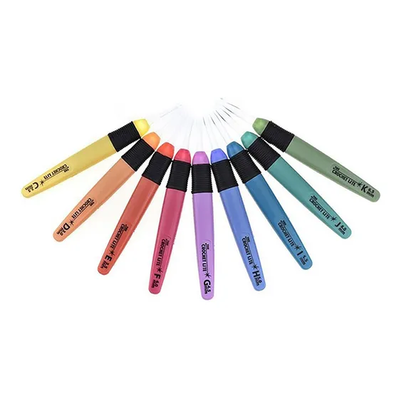 Cartela Com 9 Agulhas Croche Cabo Soft Com Led (2.5 Ao 6.5)