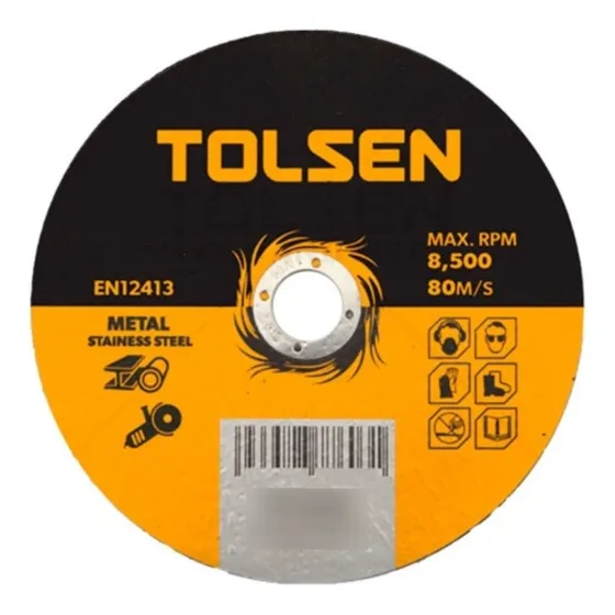 Disco De Corte Metal Tolsen 4 1/2 Pulgadas De 25 Unidades Sc Color Naranja Con Negro Y Gris