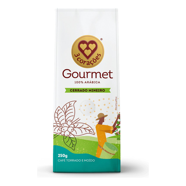 Café Torrado E Moído Gourmet Cerrado Mineiro 250g 3 Corações Café Torrado E Moído Gourmet Cerrado Mineiro 250g 3 Corações