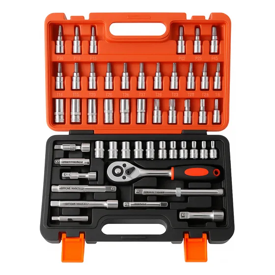 Juego Set Rachet Dados Destornillador Con Estuche De 53 Pzs