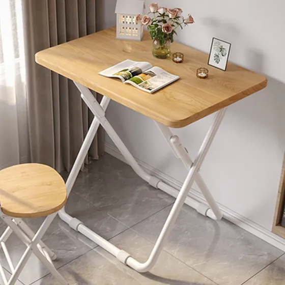Mesa Auxiliar Plegable Madera Y Metal 