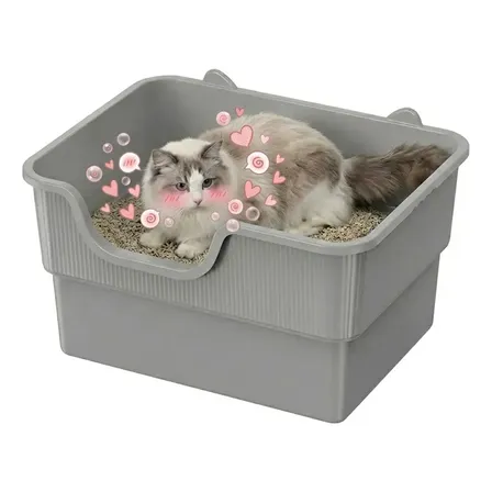 Caixa Areia Gatos Extra Grande Borda Alta Semi Fechada