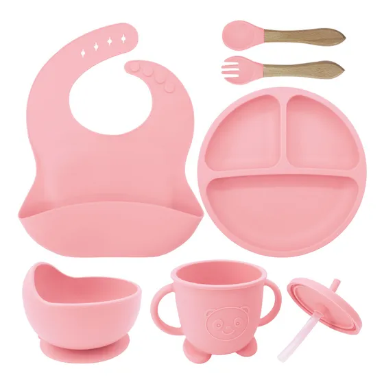Set De Alimentación Bebe Vajilla De Silicona Varios Colores