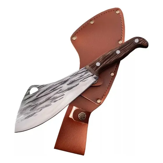 Cuchillo Vikingo Acero Profesional Carnicero Hacha + Funda