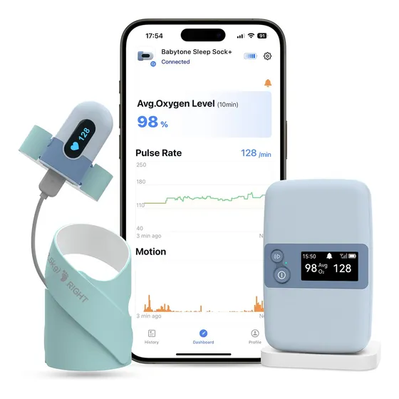 Monitor De Sueño Babytone Modelo Con Calcetín Inteligente Azul