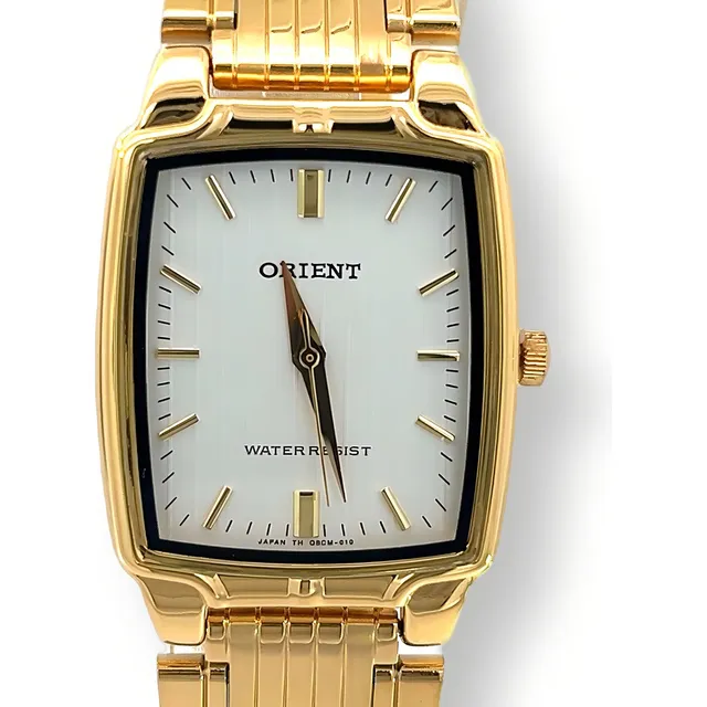 Reloj Orient Cuarzo Aqbcg001w0 Cuadrado Dorado Blanco Hombre