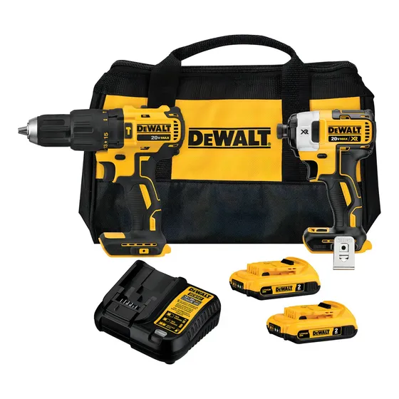 Pack Taladro Percutor 20V + Atornillador de Impacto 20V Dewalt Dck223d2