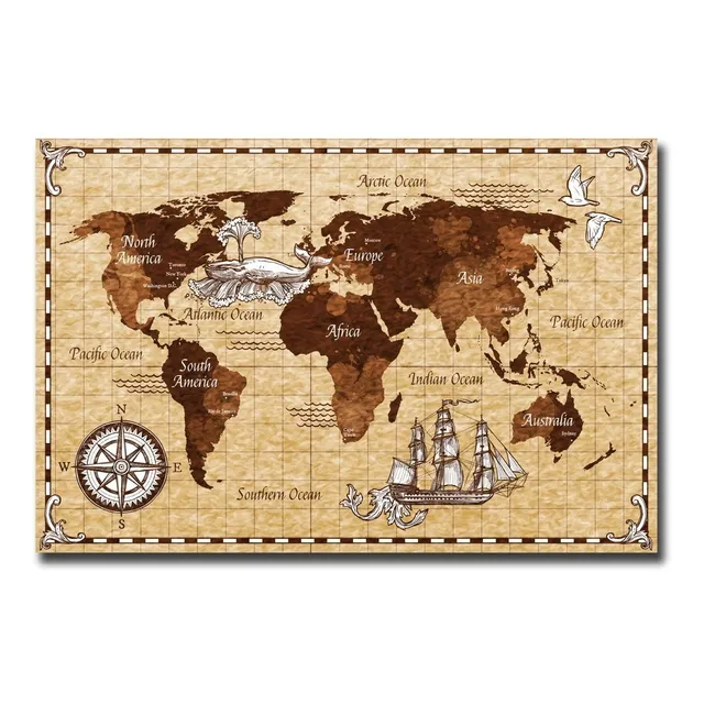 Cuadro Mapamundi Antiguo 120x70 Otros Diseños Tela