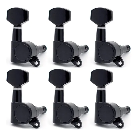 Set De Clavijas 6 En L Para Guitarra Stratocaster  Negras Kd