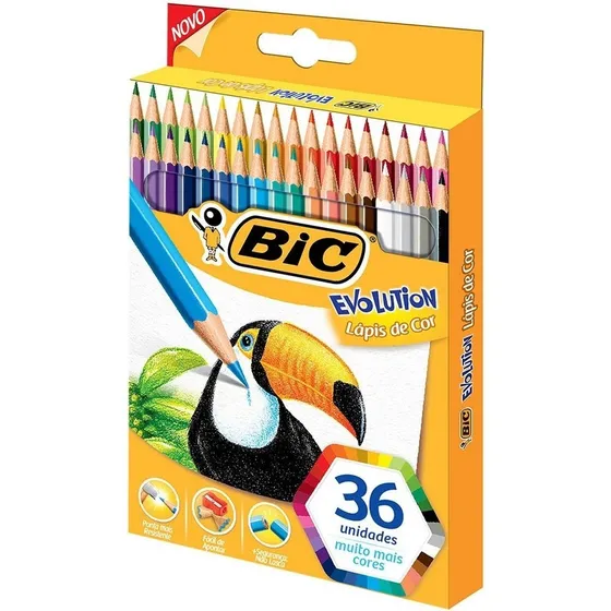 Lápices De Colores Hexagonales Bic Evolution X36 Unidades Dibujo Arte Colegial Escuela