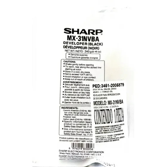 Revelador Sharp Mx-31nvba Revelador Negro Sharp Mx-2600