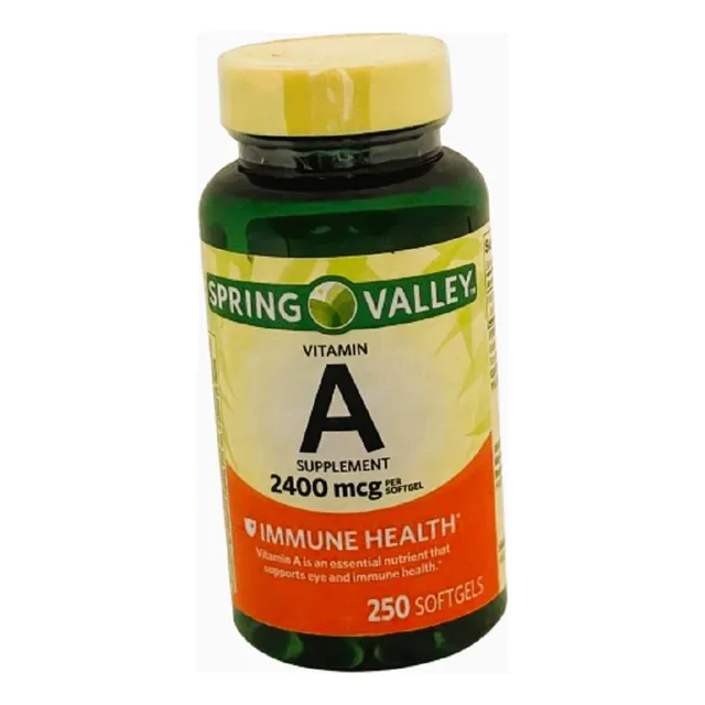 A Vitamin  2400mcg  250softgels  Spring Valley Sin Sabor
