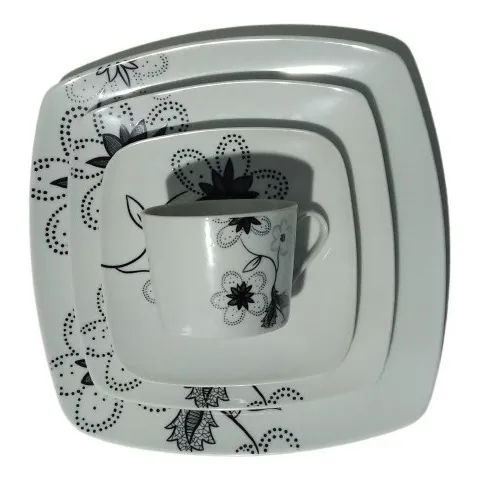 Vajilla Cuadrada Porcelana Tunisia Italia 4 Puestos 21 Pzas