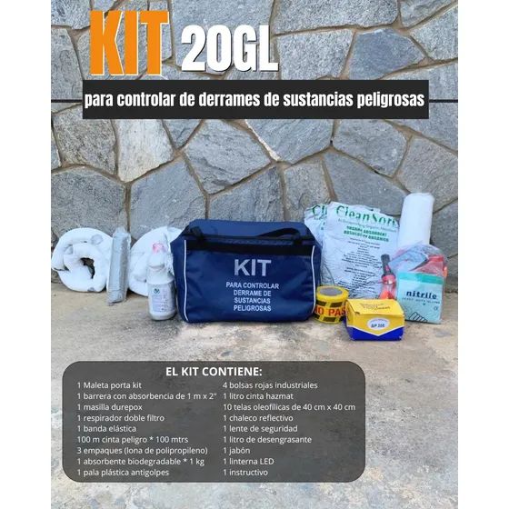 Kit Para Controlar Derrame De Sustancias Peligrosas 20gl