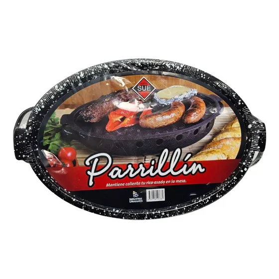 Parrillin Brasero Esmaltado Oval 39.5 X 25.5 X 5 Cm. Color Negro
