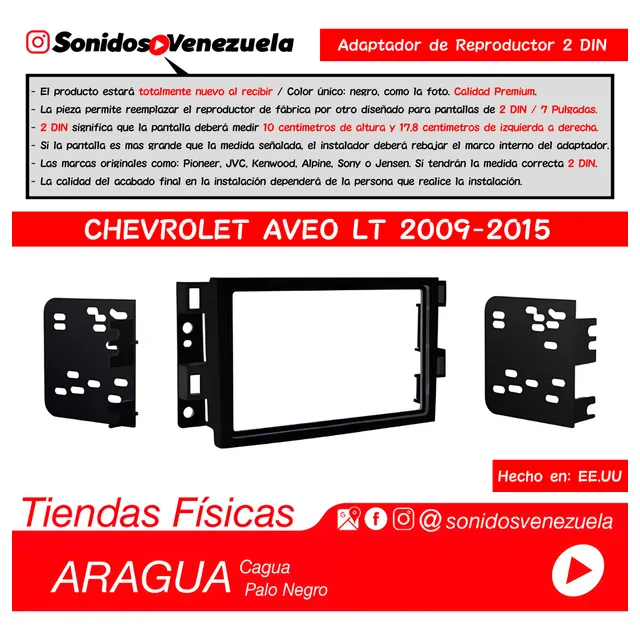 Adaptador De Reproductor O Dvd Din 2 Dim Aveo Lt 2009-2015