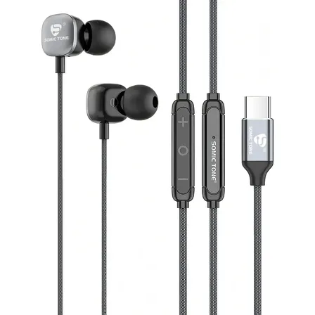 Fone De Ouvido Com Fio Usb C Somic Tone Super Bass D22c Cinza