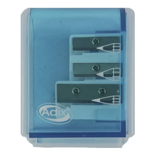 Sacapuntas Triple Con Contenedor Adix Color Azul
