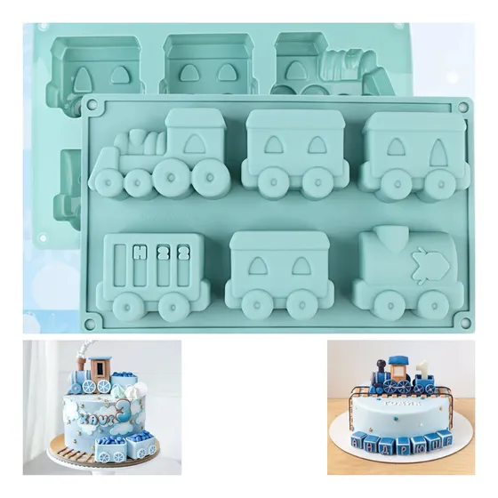 Molde De Silicón Tren Ferrocarril Shower  Repostería