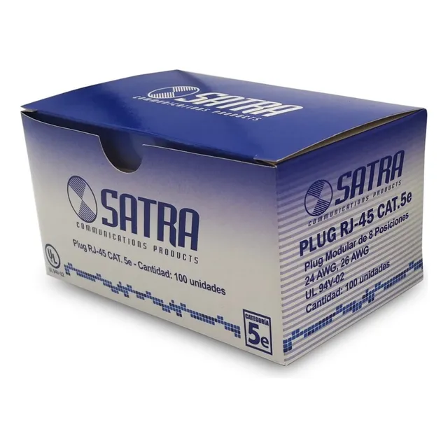 Conector Plug Rj45 Satra Cat5e Certificado, Caja Por 100unid