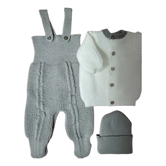 Primer Muda Tejido Jardinero, Bata Y Gorrito, Ropa De Bebe