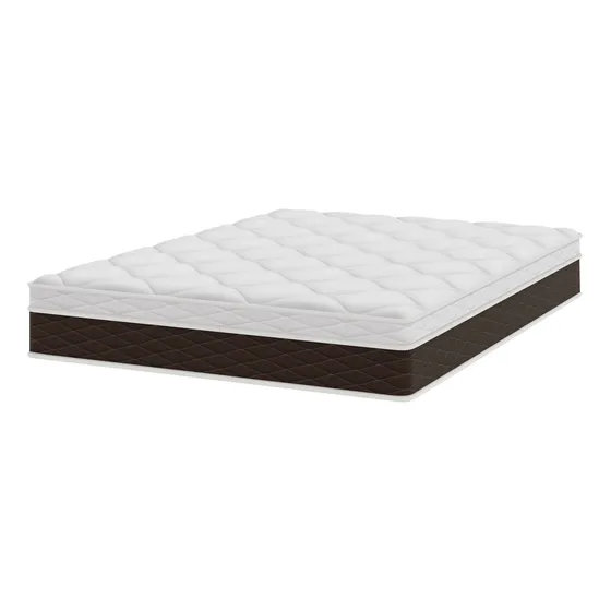 Colchão Casal Molas Ensacadas Individualmente 138x188x24 Euro Pillow Marrom E Branco Karina Umaflex