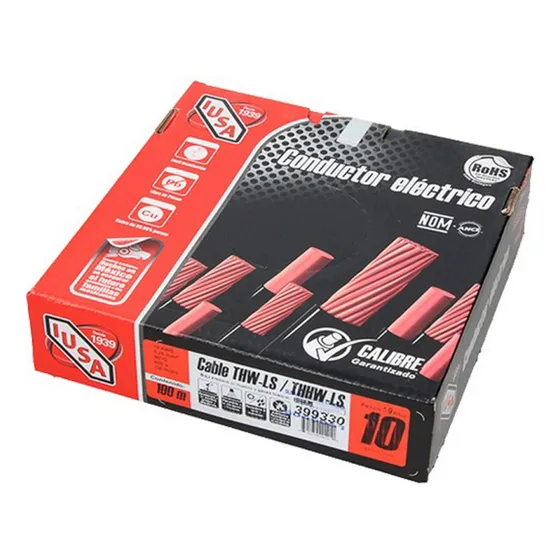 Cable Electrico Cal. 10 Color Rojo Tipo Thw (1 H Iusa 399330