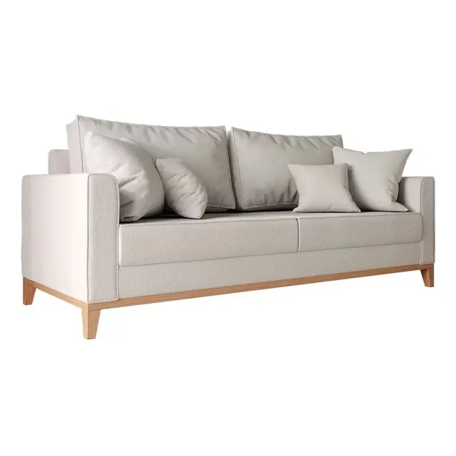 Sofå Living Beny 1,80mt 3lug Linho Com Base E Pés De Madeira Cor Cru Sofå Living Beny 1,80mt 3lug Linho Com Base E Pés De Madeira Cor Cru