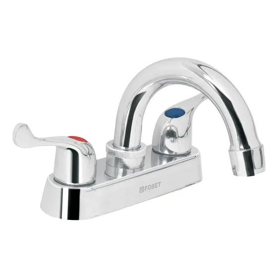 Mezcladora 4' Para Lavabo, Cuello Curvo, Manerales Palanca