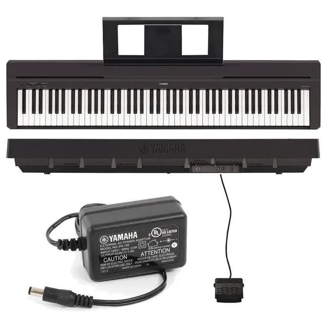 Piano digital negro Yamaha P45 con fuente P-45 P45b P-45b