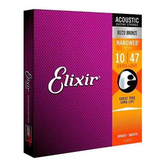 Encordoamento Elixir Extra Light Violão Aço 10/47 Bronze 80/20